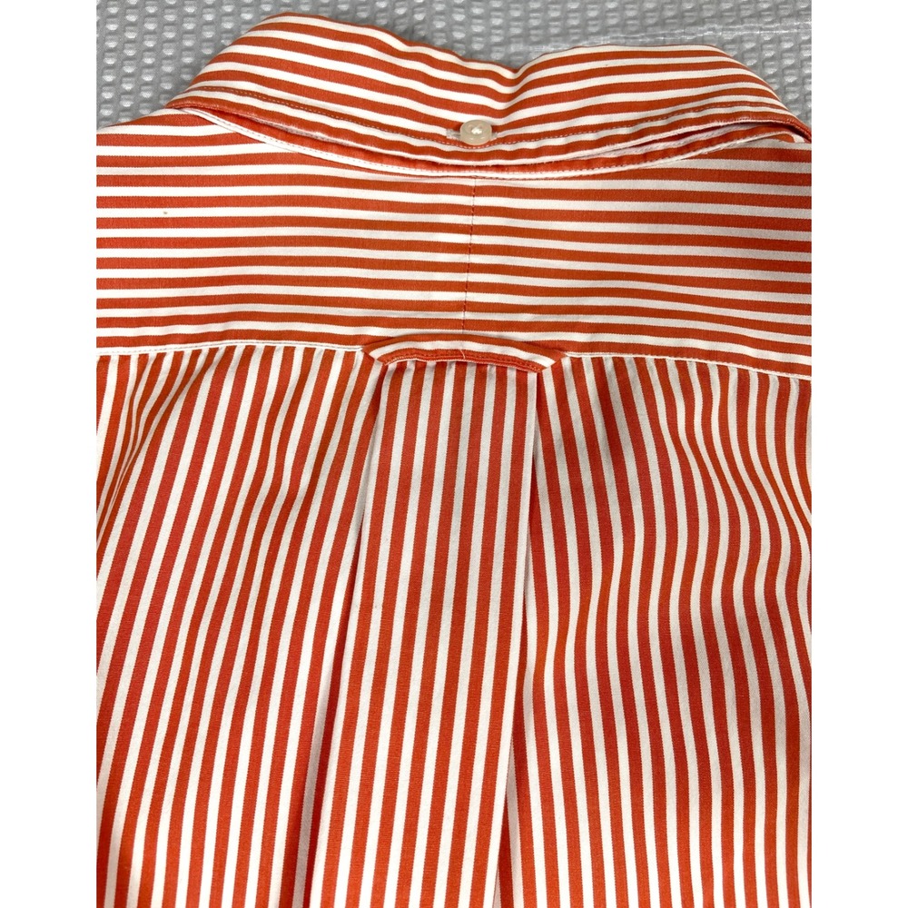 Ralph Lauren Rugby Shirt‎ Mens Medium Orange White Striped Long Sleeve Button Up - Picture 4 of 14